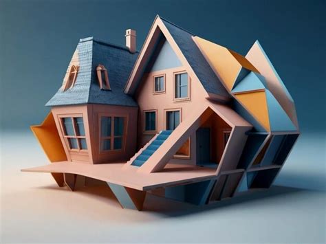 House 3d Effect Shapes Premium Ai Generated Image