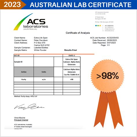 Calcium Alpha Ketoglutarate Ca AKG Australian Lab Certified Pure