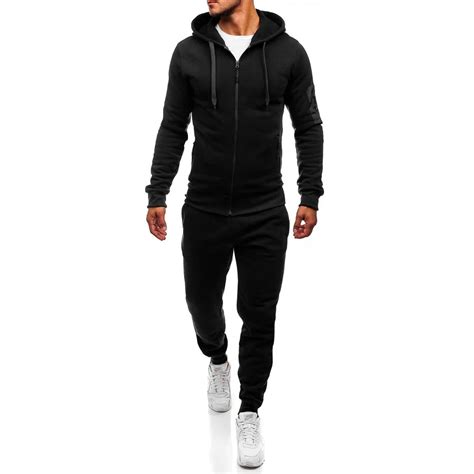 Zogaa Men Solid Casual Tracksuits Hooded Two Piece Sets Sportswear