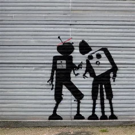 Robots Kissing Street Art By Banksy Stable Diffusion OpenArt