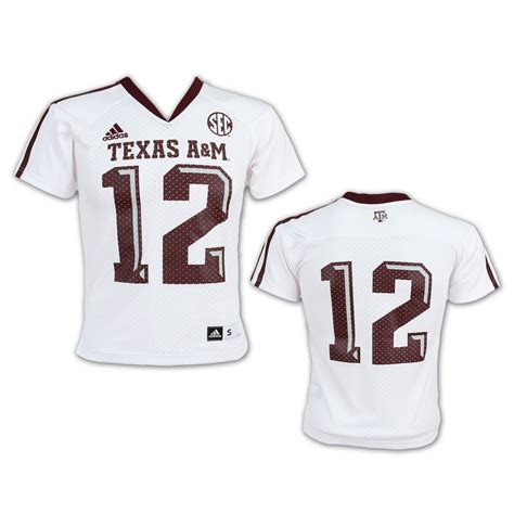 Texas Aandm Aggies Kids Football Jersey White 12