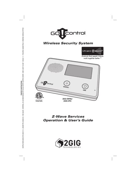 Go!Control 2GIG-CP2 Operation & User’s Manual | Manualzz