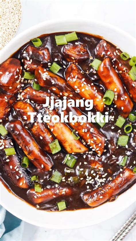 30 Min Jajang Tteokbokki Black Bean Korean Rice Cakes Korean Food