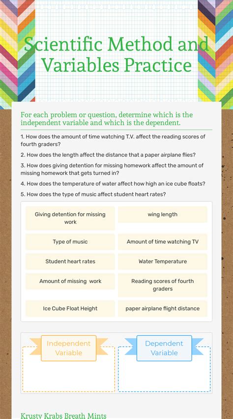 Scientific Method And Variables Practice Interactive Worksheet By Andrea Gianni Wizer Me