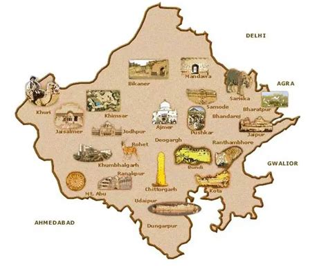 Rajasthan Tourism Map - Mapsof.Net