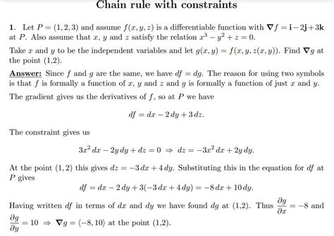 Multivariable Calculus Chain Rule With Constraints Mathematics