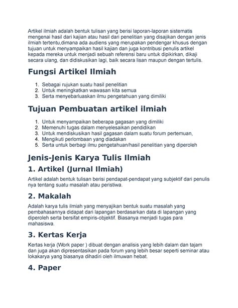 Pengertian Artikel Ilmiah Artikel Ilmiah Adalah Bentuk Tulisan Yang Berisi Laporan Laporan