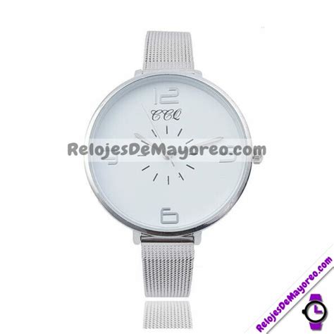 Reloj Delgado Plata Extensible Metal Mesh Blanco R Relojes De Mayoreo