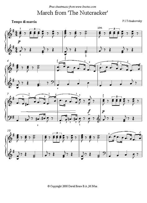 Tchaikovsky March From The Nutcracker Sheet Music For Piano