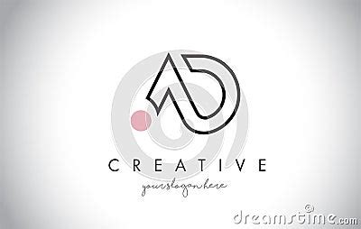 AD Letter Logo Design With Creative Modern Trendy Typography Cartoon