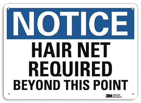 Lyle Notice Sign Hair Net Required Beyond This Point Sign Header Notice Aluminum 7 In X 10