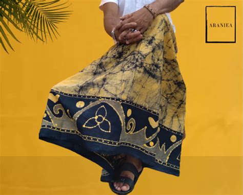 Yellow Batik Sarong Mens Sarong Wrap Sri Lankan Batik Etsy