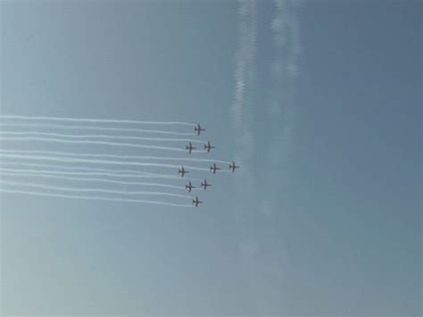 IAF's Surya Kiran aerobatic team carries out flying display in Jamnagar ...