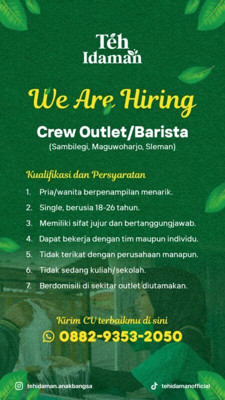 Lowongan Kerja Crew Outlet Barista Di Pt Teh Idaman Anak Bangsa