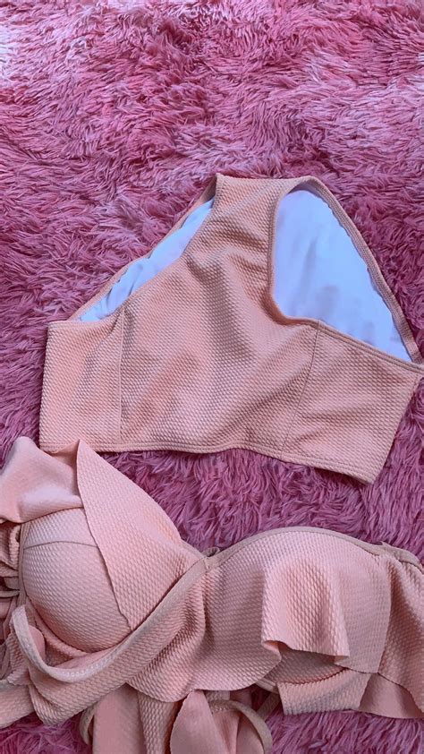 CÓ SẴN Bikini bèo màu trắng hồng dễ thương nữ tính eo cao che khuyết điểm mà quyến rũ