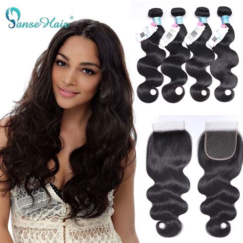 Peruvian Virgin Hair Body Wave 4 Bundles With Lace Closure 20 22 24 26 18 10a