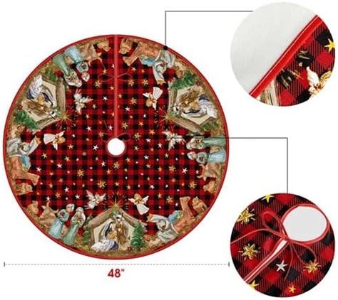 Avoin Colorlife Buffalo Plaid Nativity Christmas Tree Skirt Inch