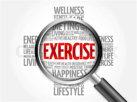 Exercise Word Cloud With Magnifying Glass Stock Image Colourbox