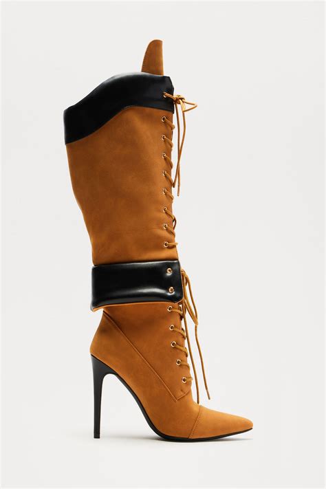 West Lace Up Boots Tan Fashion Nova