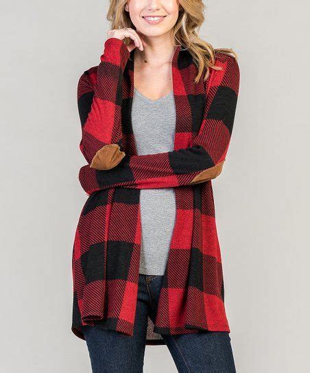 Red Black Buffalo Check Open Cardigan Women Plus Zulily Plaid