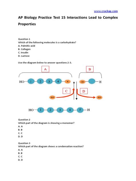 Ap Biology Practice Test 15 Interactions Lead To Complex Properties Download Free Pdf Cell