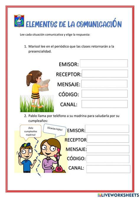 Elementos De La Comunicaci N Exercise For Primaria