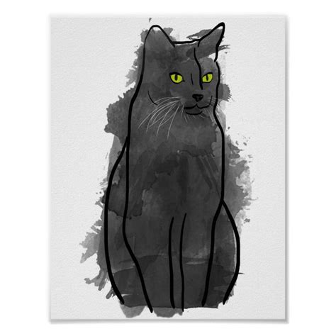 Black Cat Watercolor Art, Watercolor Cat Decor | Zazzle | Watercolor cat, Black cat drawing, Cat ...