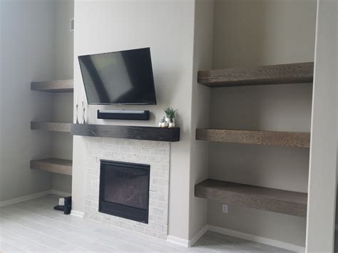 Solid Oak Floating Shelves Minimalistisch Wohnbereich Houston