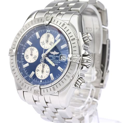 Breitling Blue Stainless Steel Chronomat Evolution A13356 Men S Wristwatch 44mm Breitling The