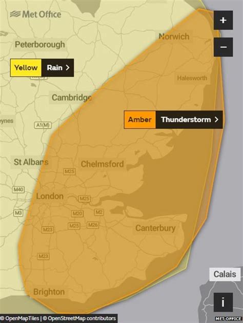 Uk Weather Amber Warning For Thunderstorms Issued By Met Office Bbc News