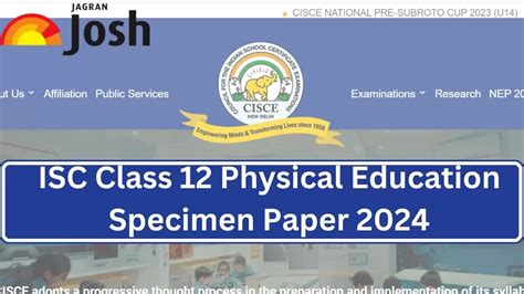 Isc Physical Education Specimen Paper 2023 2024 Cisce Class 12