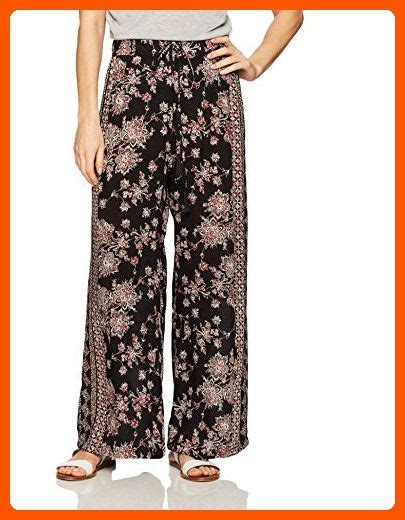 Angie Womens Printed Wide Leg Pant With Tassel Blackred Large All