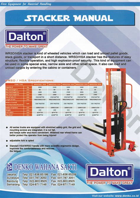 Jual Hand Stacker Manual Dalton Oleh PT Denko Wahana Sakti