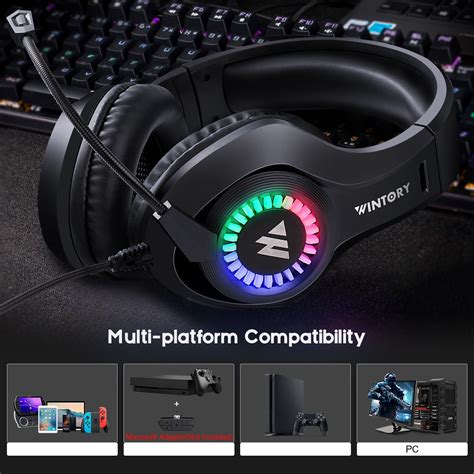 Wintory M3 USB 3 5mm 4 Pin Adjustable RGB Light Gaming Headset With