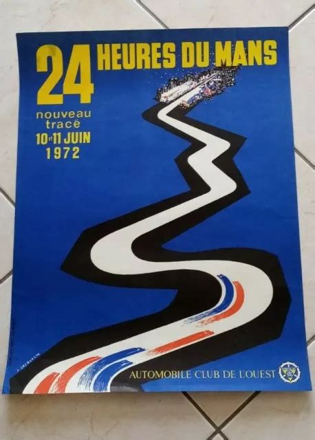 AFFICHE ORIGINE DES 24 Heures Du Mans 1972 Poster 24h00 Of Le Mans