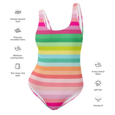Island Stripe Coastal Rainbow One-piece Swimsuit - Etsy