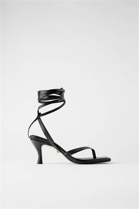 Zara Heeled Leather Square Toe Sandals Leather High Heels Heels Square Toe Sandals