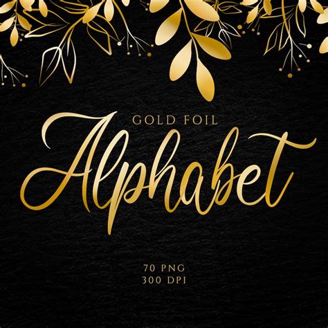 Gold Foil Alphabet Gold Letters Clipart Metallic Font Clip Etsy Canada