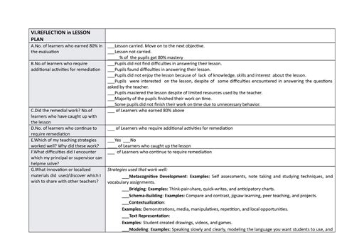 Dll Reflection Vi In Lesson Plan A Of Learners Who Earned In The