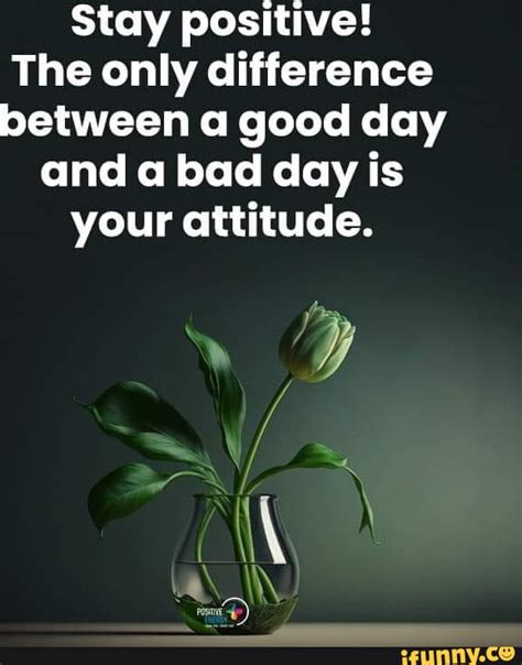 Stay Positive The Only Difference Between A Good Day And A Bad Day Is Your Attitude