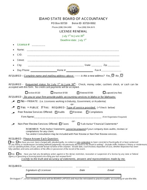 Idaho License Renewal - Fill Out, Sign Online and Download PDF ...