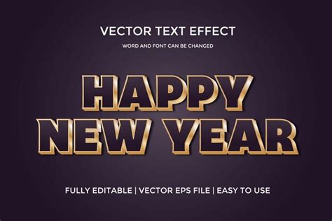 Efecto De Texto Feliz Año Nuevo Totalmente Editable Vector Premium