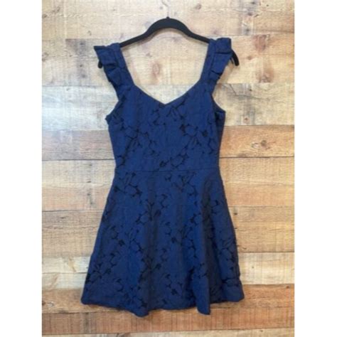 Monteau Dresses Anthropologie Monteau Blue Crochet Floral Stretch