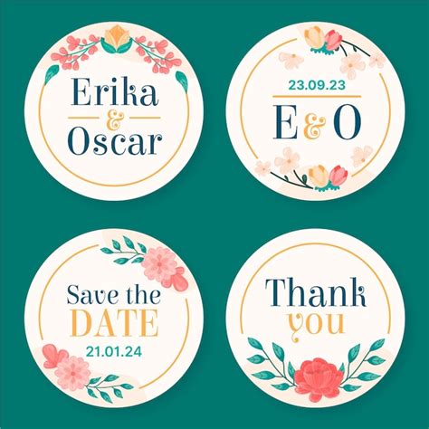 Free Vector Botanical Wedding Labels Template