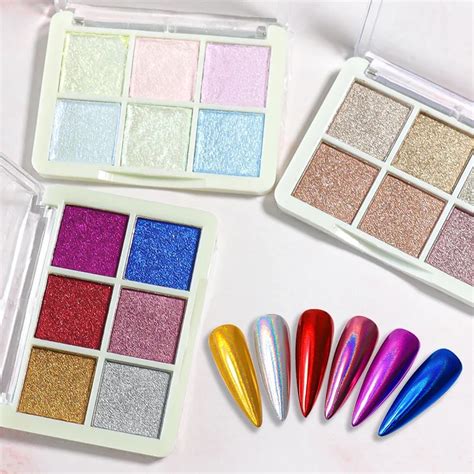 Poudre Miroir Holographique Aurora Pour Les Ongles Couleurs Solide