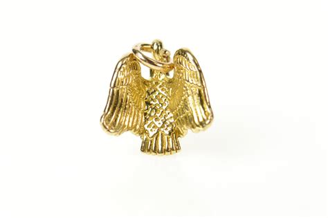 K D Perched Eagle Us Patriotic United States Yellow Gold Charm