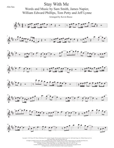 Stay With Me Arr Kevin Busse By Sam Smith Sheet Music For Alto Sax