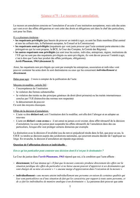 Td Recours En Annulation S Ance N Le Recours En Annulation Le