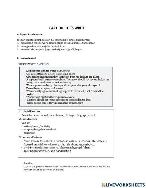 Caption Lets Write Worksheet Live Worksheets