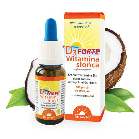 Witamina słońca D3 FORTE w kroplach 20 ml Dr Jacobs Skład Cena